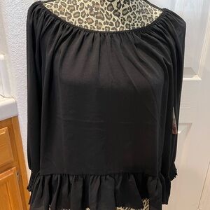 NWT, Lily White brand Black off shoulder long sleeve blouse